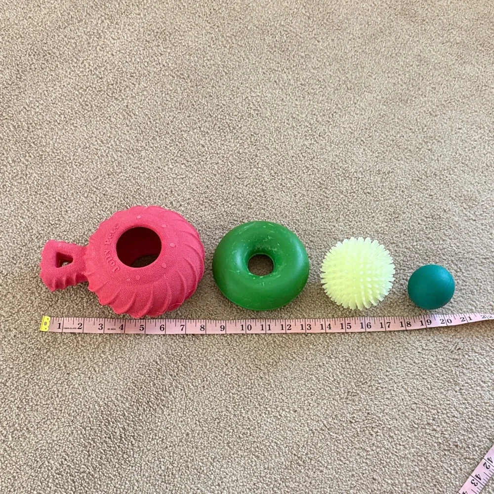 Durable Dog Chew & Fetch Toy Set - Pink, Green, Yellow